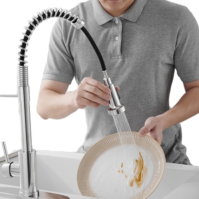데크에 장착 된 단일 손잡이 당겨진 부엌 펌프