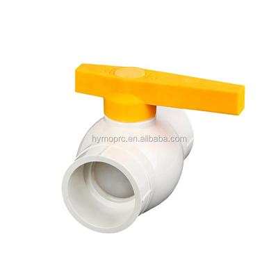 정형 처리 서비스 ASTM/DIN 표준 1/2 인치 PVC 볼 밸브 노란색 핸들