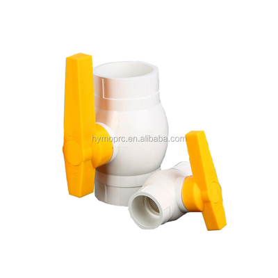 정형 처리 서비스 ASTM/DIN 표준 1/2 인치 PVC 볼 밸브 노란색 핸들