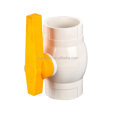정형 처리 서비스 ASTM/DIN 표준 1/2 인치 PVC 볼 밸브 노란색 핸들