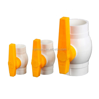 정형 처리 서비스 ASTM/DIN 표준 1/2 인치 PVC 볼 밸브 노란색 핸들