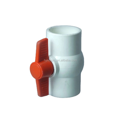 ASTM DIN 표준 흰색 PVC 볼 밸브 1.5 인치 크기와 빨간색 손잡이