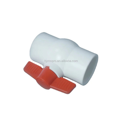 ASTM DIN 표준 흰색 PVC 볼 밸브 1.5 인치 크기와 빨간색 손잡이