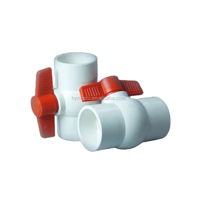ASTM DIN 표준 흰색 PVC 볼 밸브 1.5 인치 크기와 빨간색 손잡이
