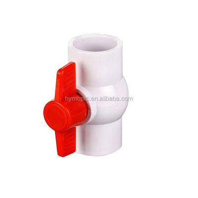 ASTM DIN 표준 흰색 PVC 볼 밸브 1.5 인치 크기와 빨간색 손잡이