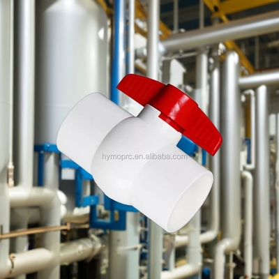 ASTM DIN 표준 흰색 PVC 볼 밸브 1.5 인치 크기와 빨간색 손잡이