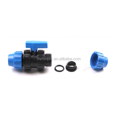 32mm 블루 컬러 PP 압축 피팅 및 관개 밸브 흰색 회색