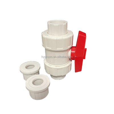 1/2&quot;-8&quot; PVC True Union Ball Valve 긴 손잡이 소켓 / 스레드 연결을위한 흰색