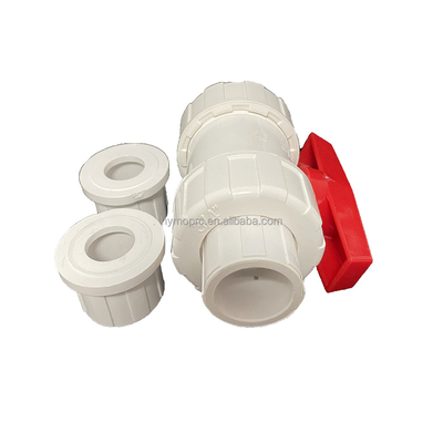 1/2&quot;-8&quot; PVC True Union Ball Valve 긴 손잡이 소켓 / 스레드 연결을위한 흰색