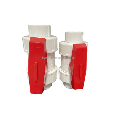 1/2&quot;-8&quot; PVC True Union Ball Valve 긴 손잡이 소켓 / 스레드 연결을위한 흰색